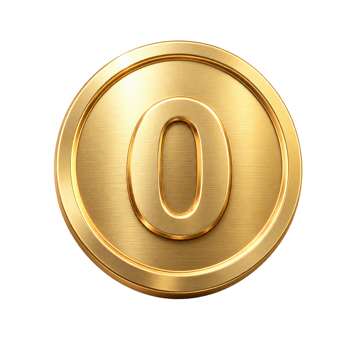 Gold zero-rand coin representing no cost to you